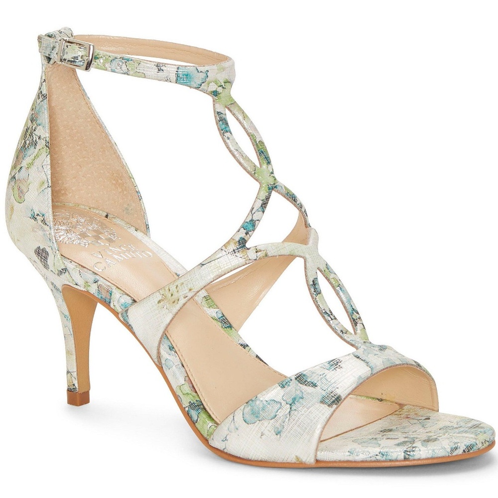 Vince Camuto Payto Floral Leather Sandals NEW